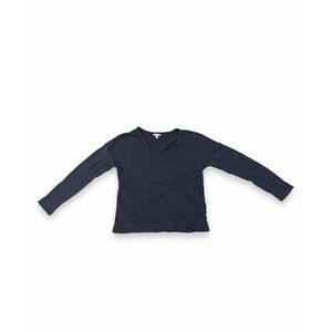 James Perse Womens V-Neck French Terry Sweater Size 4(XL) WXT3897CU Blue Cotton